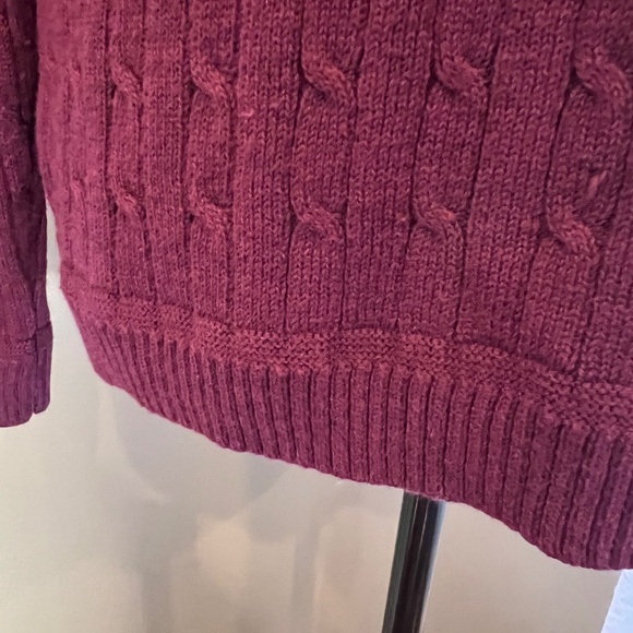 Croft & Barrow Cable Knit Wine V-neck Pullover Sweater Long Sleeve, Size Large - Picture 5 of 12